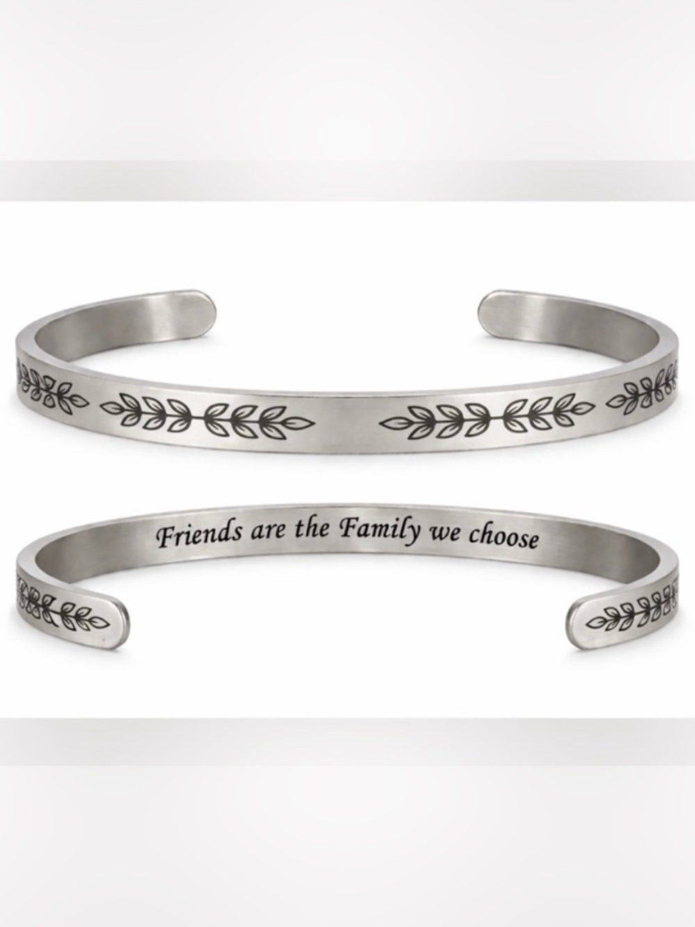 ☀️2/$20 NEW Stainless Steel Cuff Bracelet Black Leaves | Friends Are Family